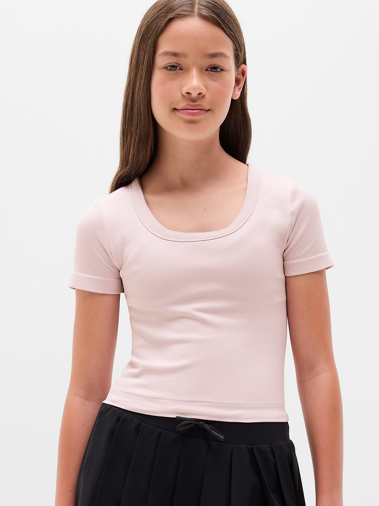 Image number 1 showing, Athleta Girl Rise Above Rib Scoop Tee