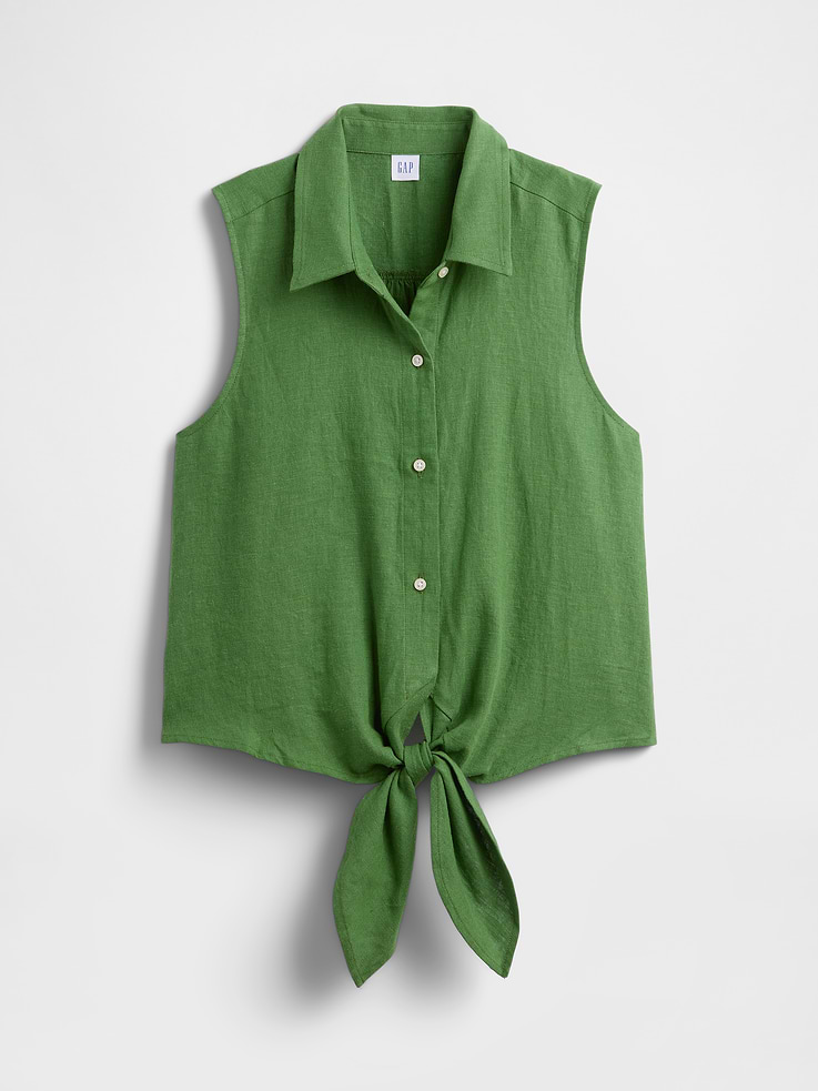 Image number 5 showing, Relaxed Sleeveless Tie-Front Shirt