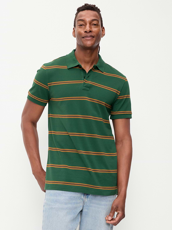 Striped Pique Polo