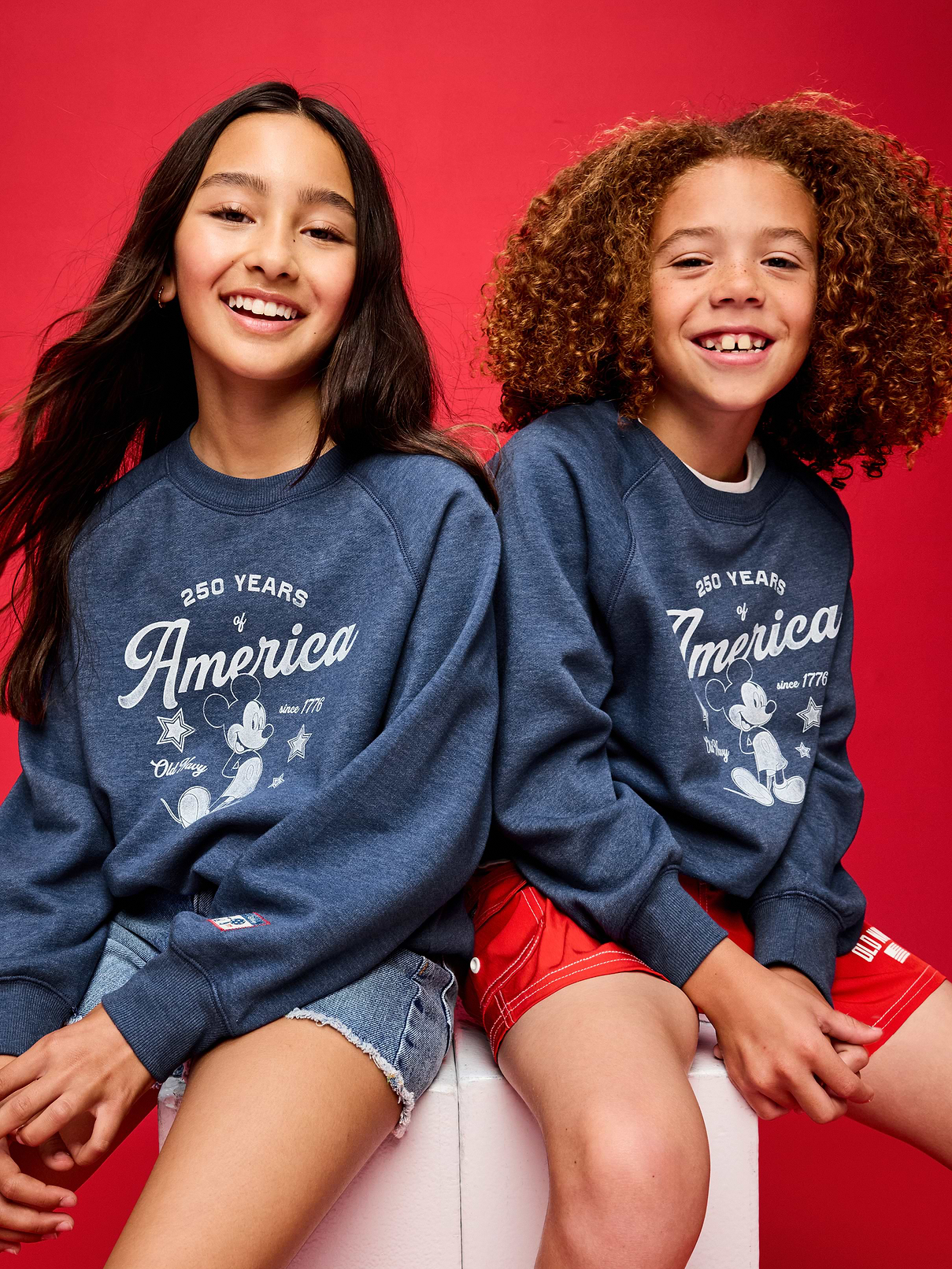 Image number 1 showing, Old Navy x Disney Mickey Mouse Oversized Gender-Neutral Crew-Neck Sweatshirt for Kids