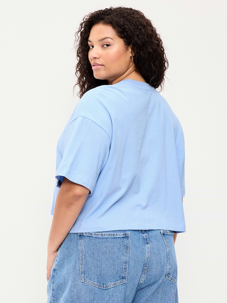 Image number 9 showing, Vintage Crew-Neck Oversized Crop Graphic T-Shirt