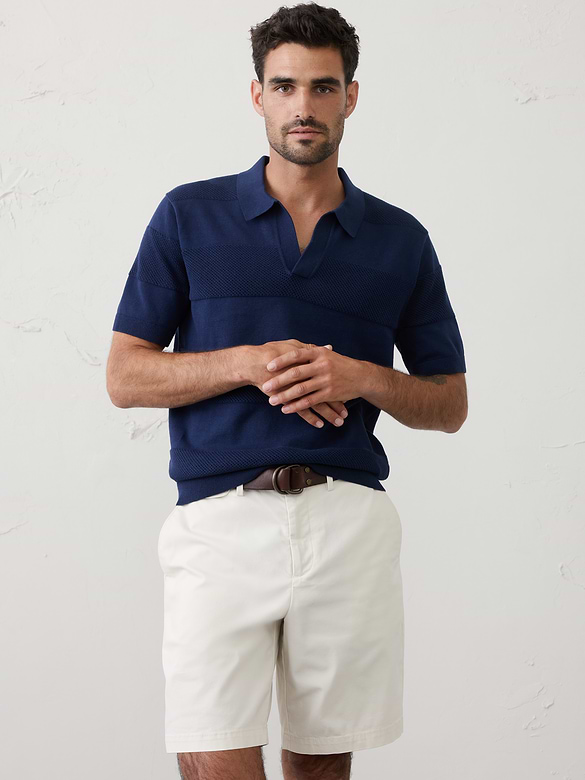 Mesh Striped Sweater Polo