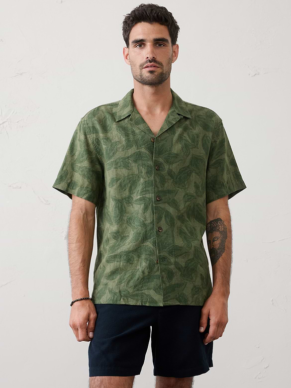 Standard-Fit Linen-Blend Resort Shirt