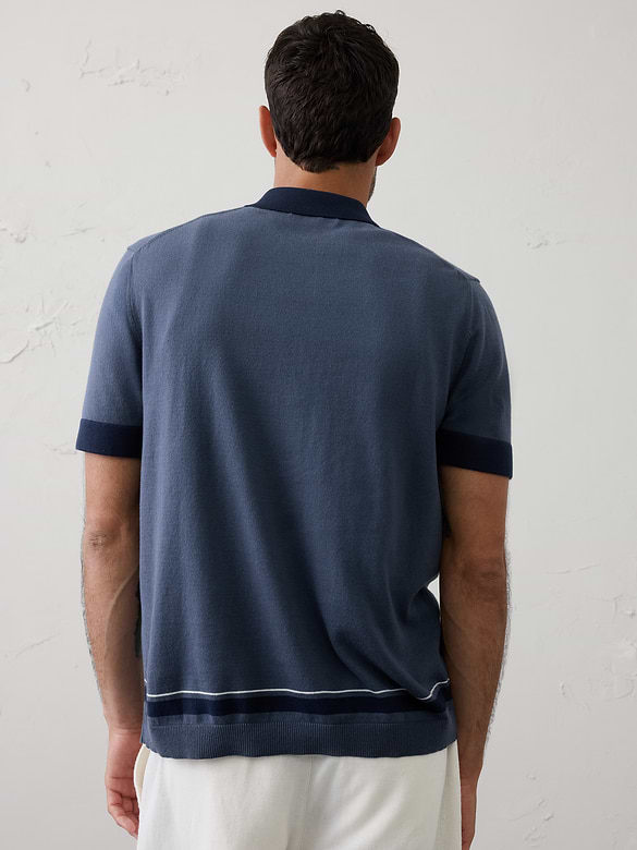 Border Striped Sweater Polo