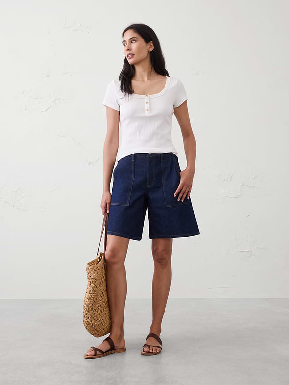 Variegated Ribbed Henley Shirt