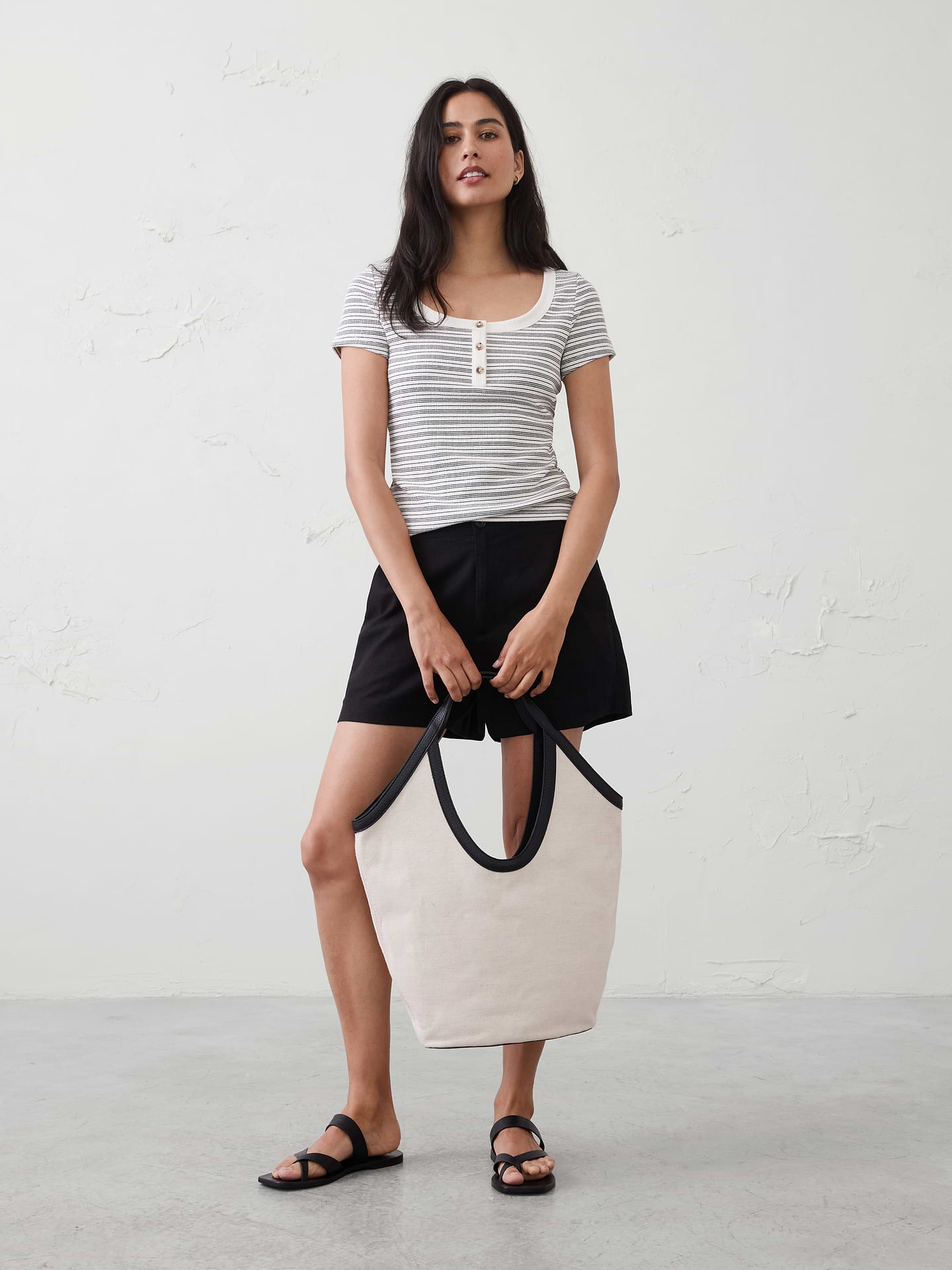 Image number 1 showing, Variegated Ribbed Henley Shirt