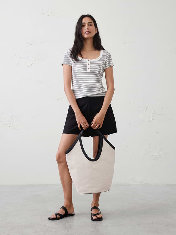 Variegated Ribbed Henley Shirt