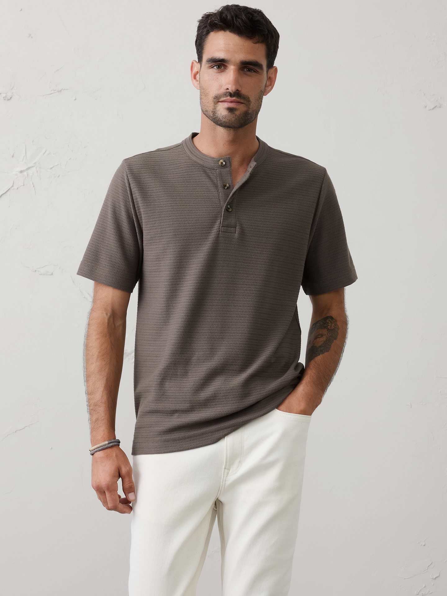 Image number 1 showing, Standard-Fit Textured Henley
