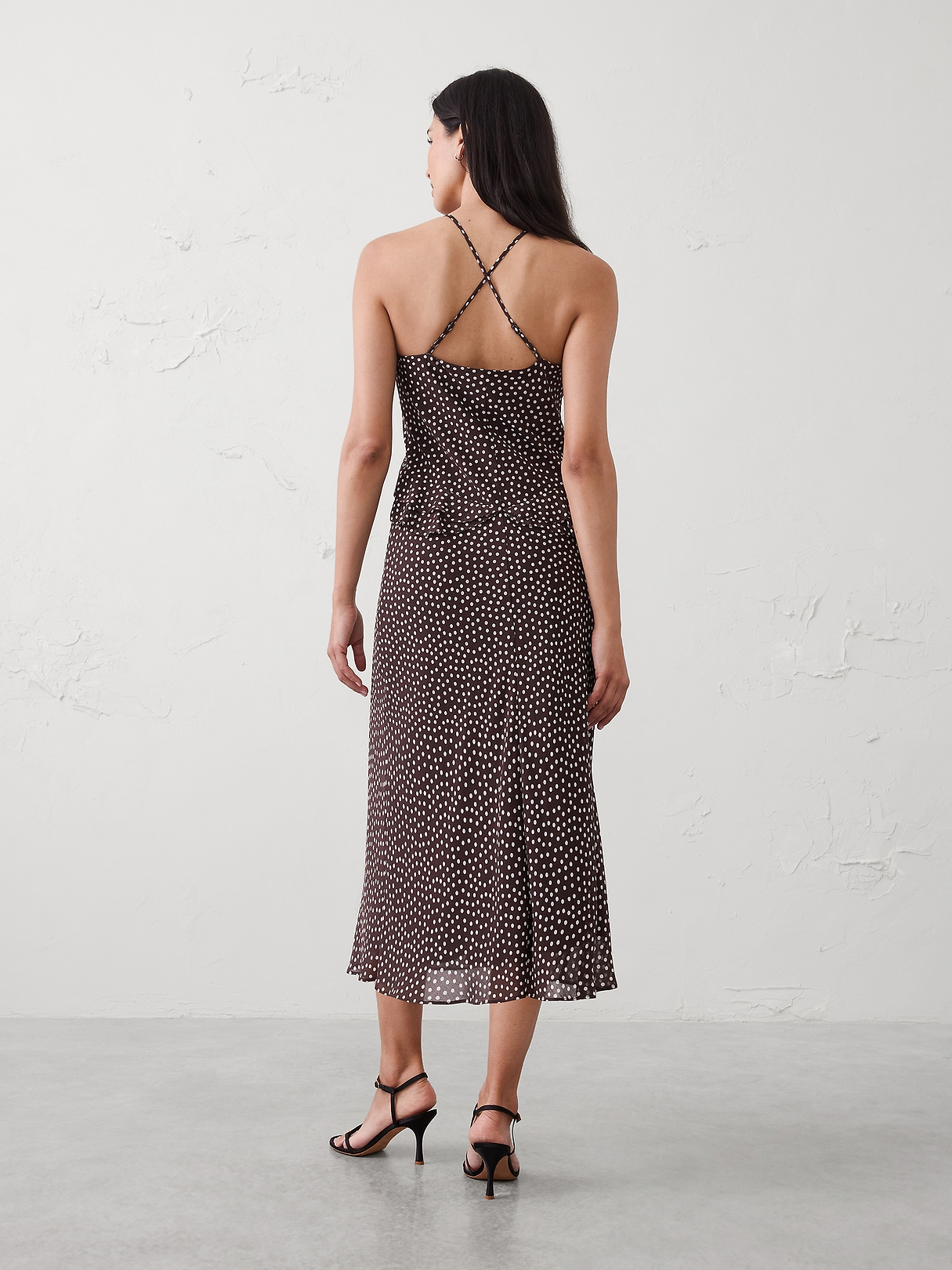 Chiffon Bias Ruffle Midi Dress | Banana Republic Factory