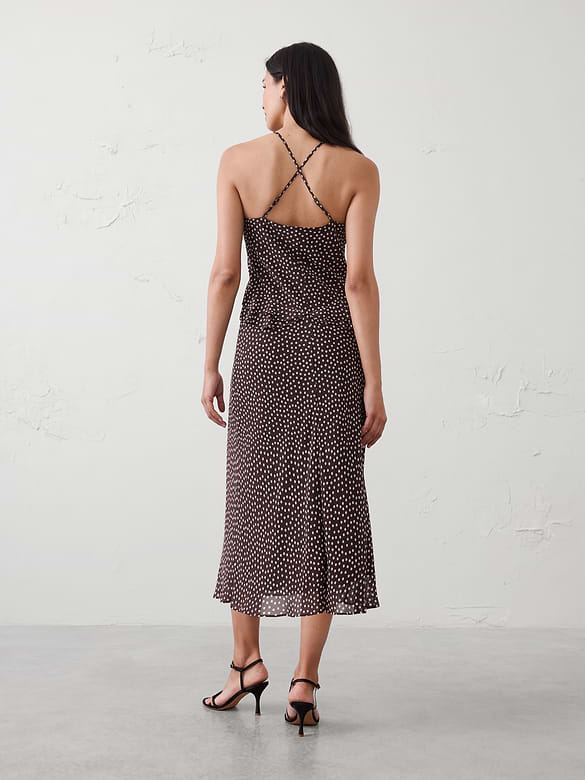 Chiffon Bias Ruffle Midi Dress