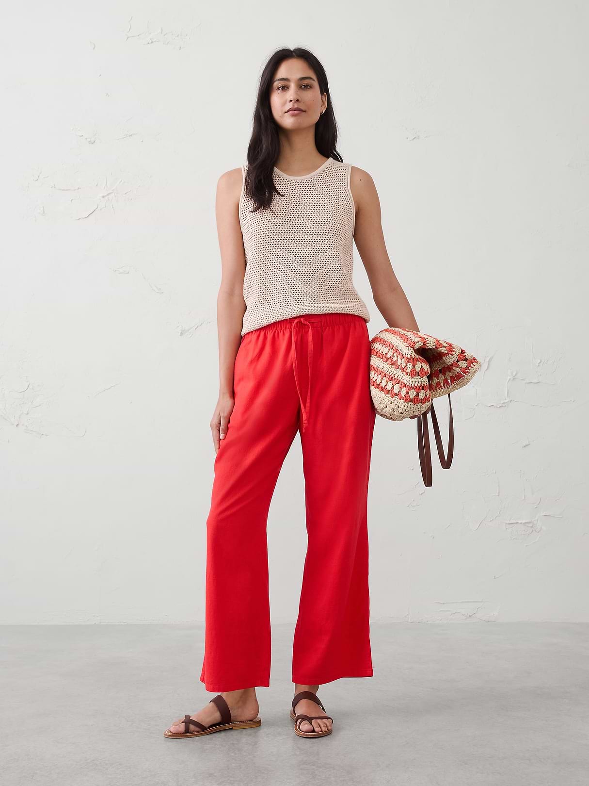 Straight-Leg Mid-Rise Linen-Blend Pant | Banana Republic Factory