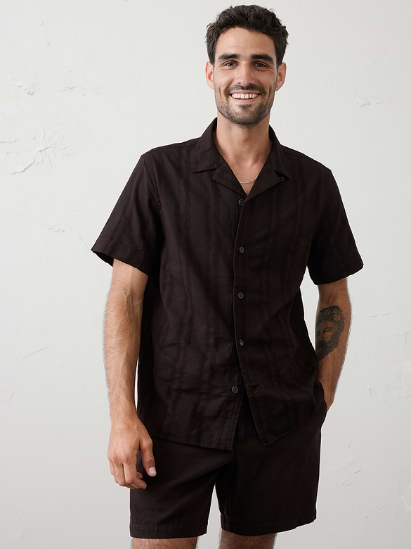 Standard-Fit Textured Resort Shirt