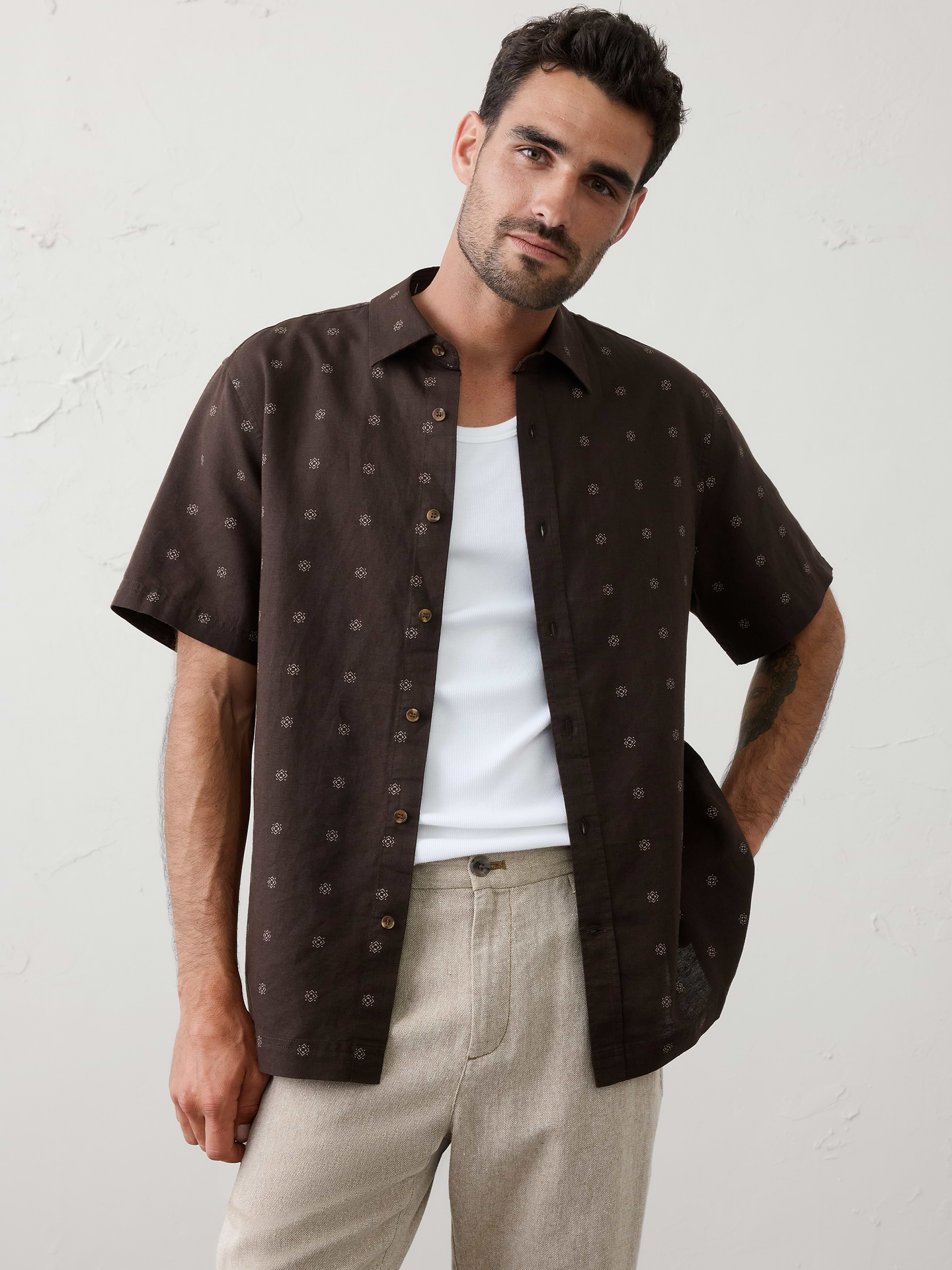 Image number 1 showing, Standard-Fit Linen-Blend Shirt