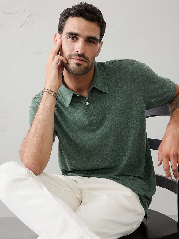 Slim-Fit Linen-Blend Polo