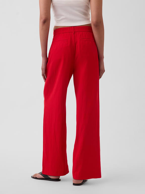 365 High Rise Linen-Blend Trousers