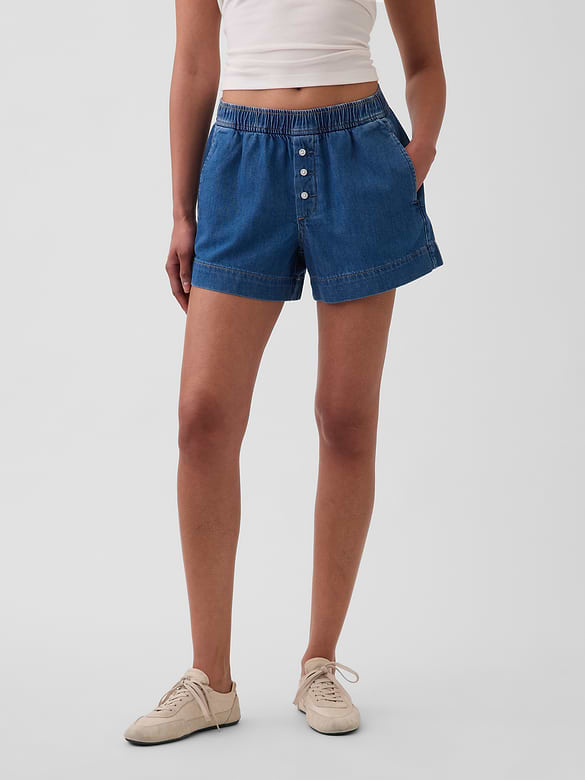 Mid Rise UltraSoft Denim Boxer Shorts