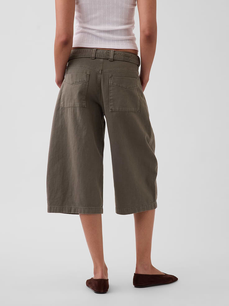 Image number 4 showing, Mid Rise Belted Culotte Barrel Pants