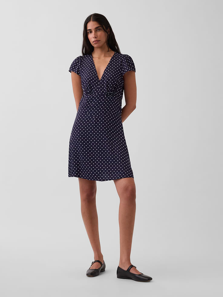 Image number 1 showing, V-Neck Print Mini Dress