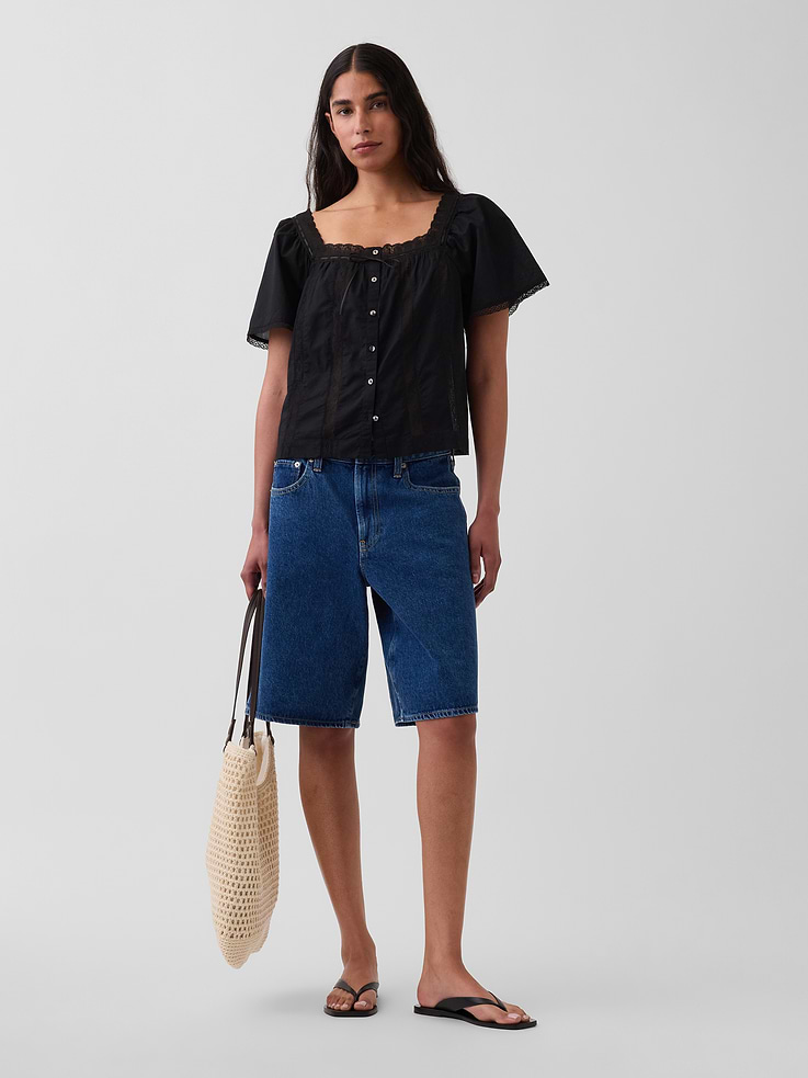 Image number 2 showing, Lace-Trim Square-Neck Swing Top