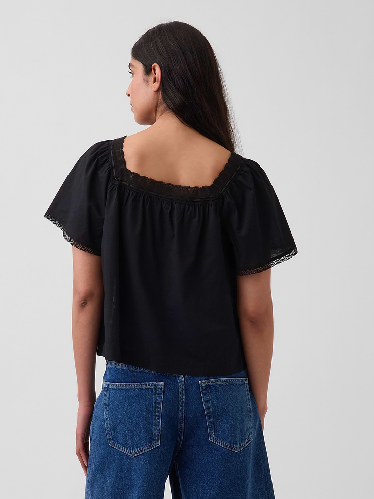 Image number 3 showing, Lace-Trim Square-Neck Swing Top