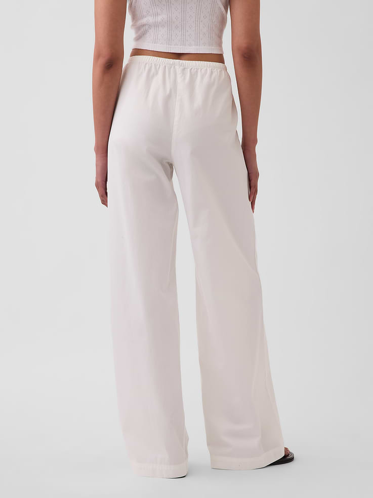Image number 4 showing, Mid Rise Poplin Relaxed Easy Wide-Leg Pants