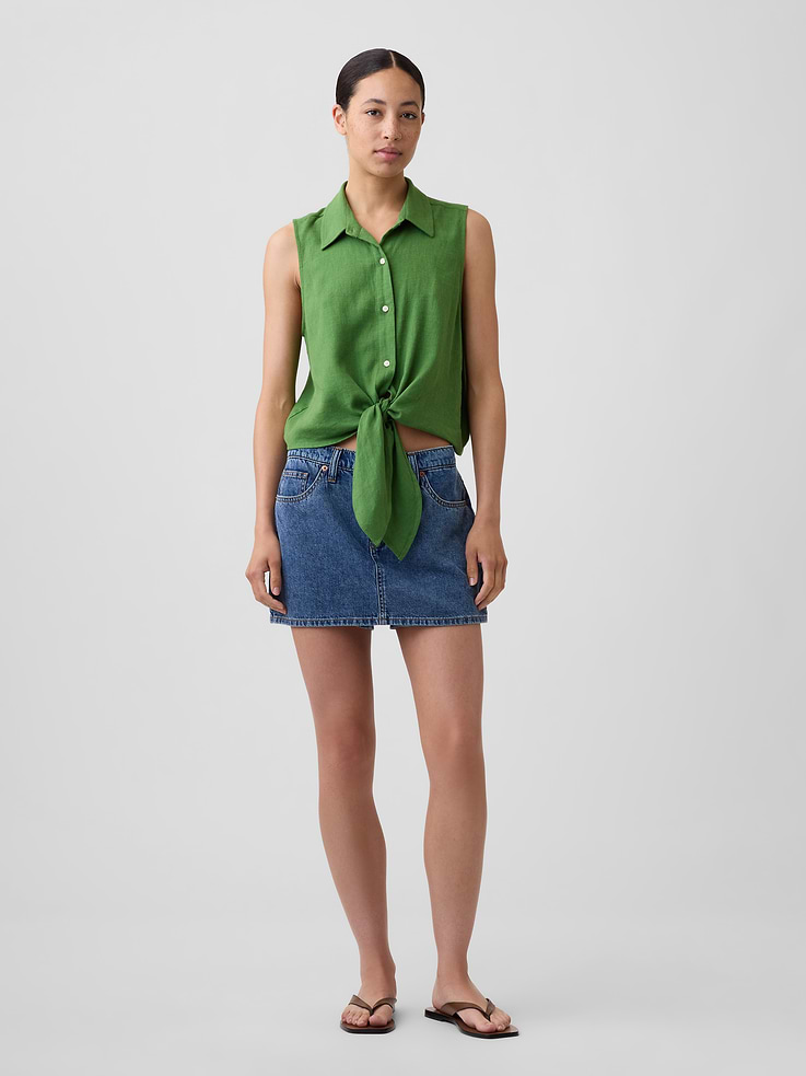 Image number 3 showing, Relaxed Sleeveless Tie-Front Shirt