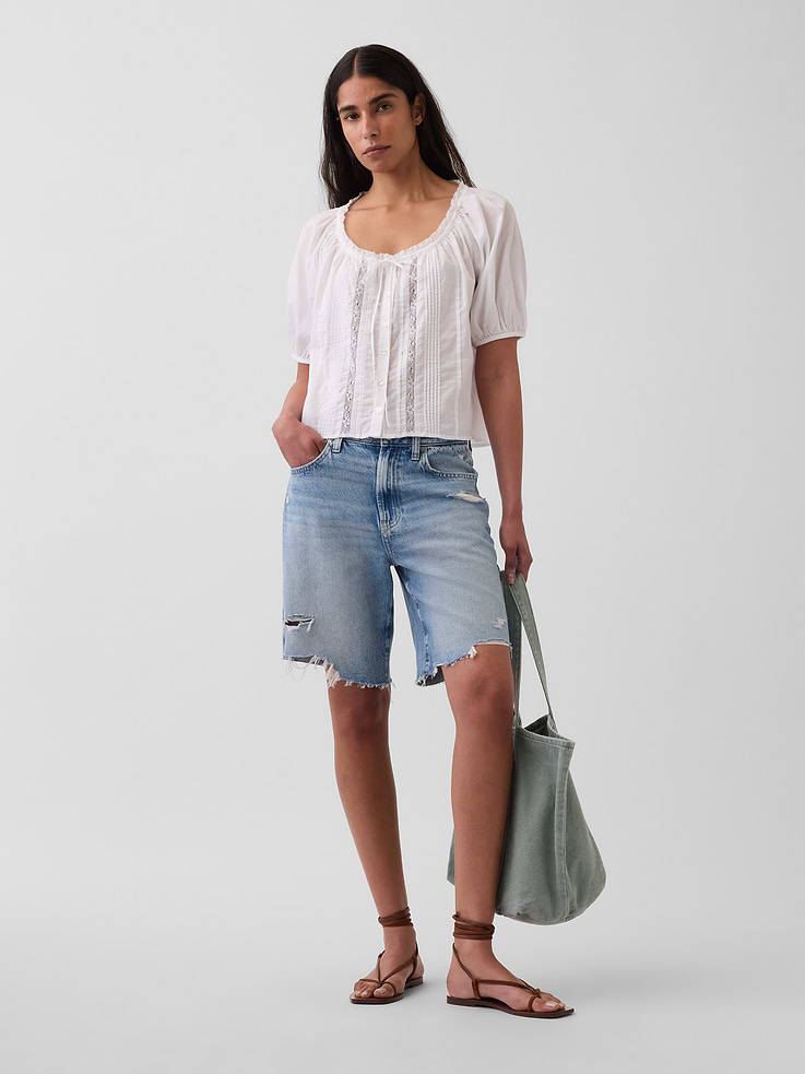 Image number 2 showing, Elbow-Sleeve Crop Pintuck Top