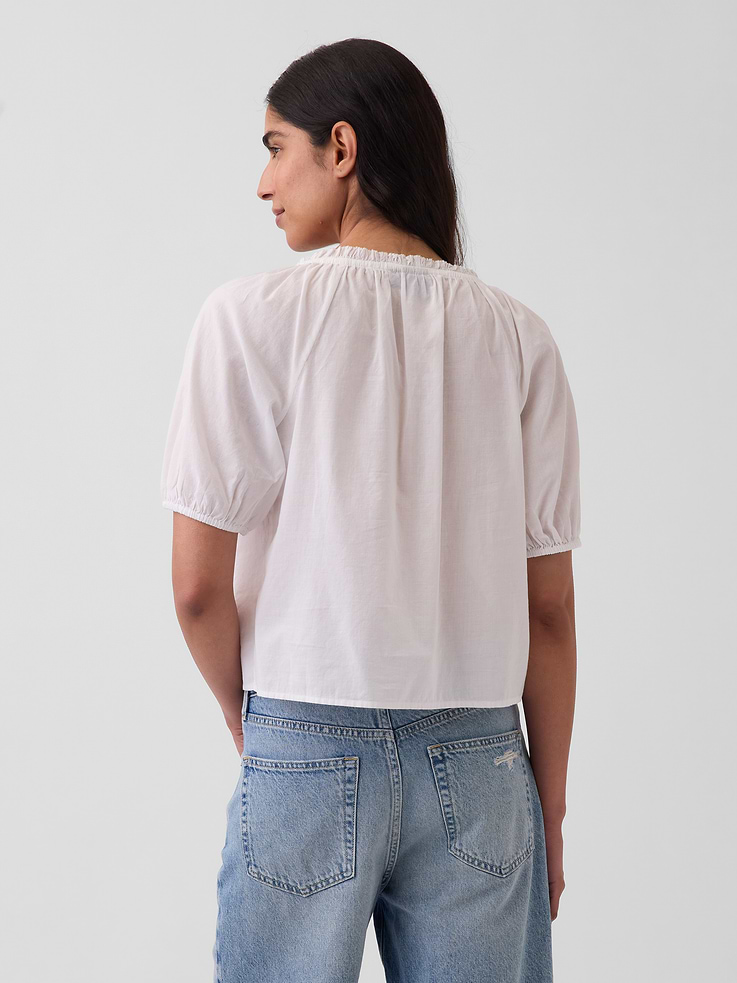 Image number 3 showing, Elbow-Sleeve Crop Pintuck Top