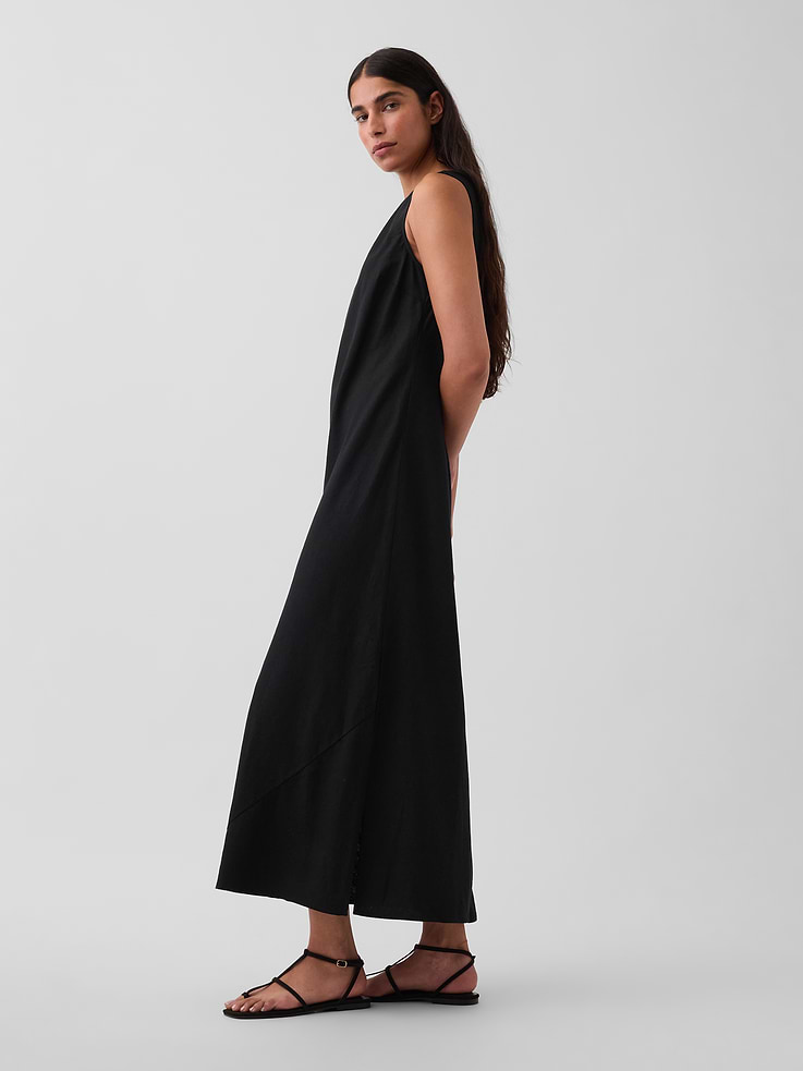Image number 3 showing, Linen-Blend Maxi Shift Dress
