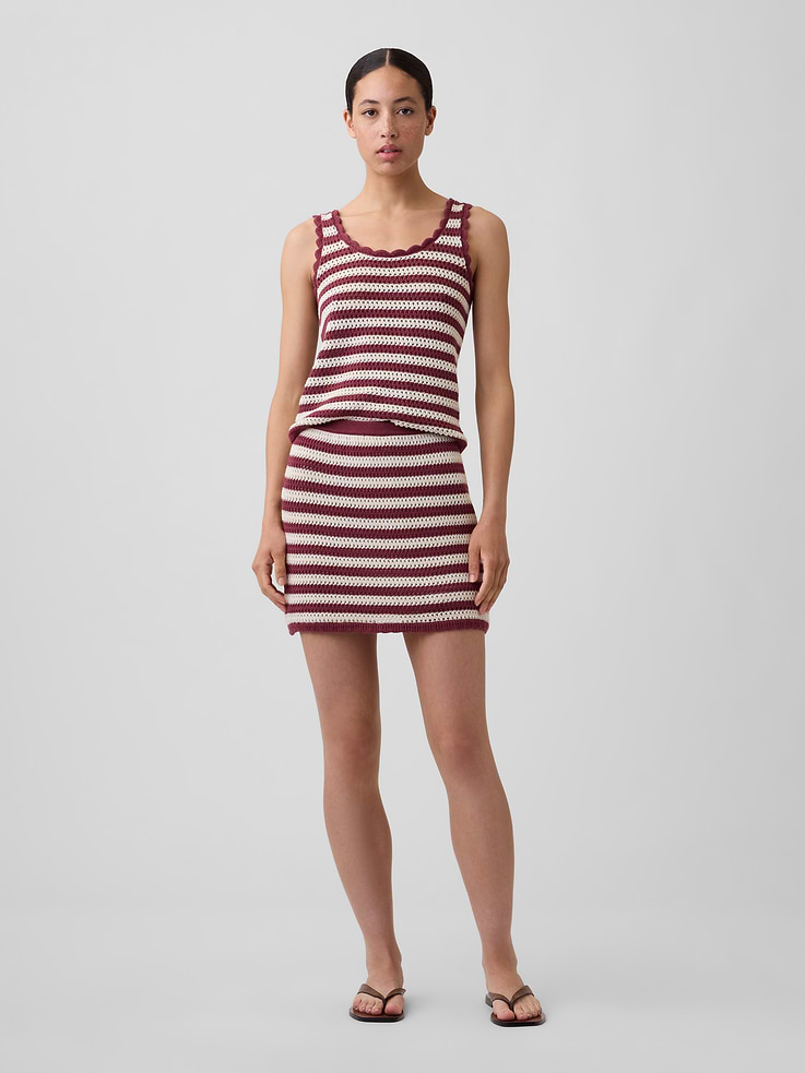 Image number 1 showing, Pull-On Crochet Sweater Mini Skirt