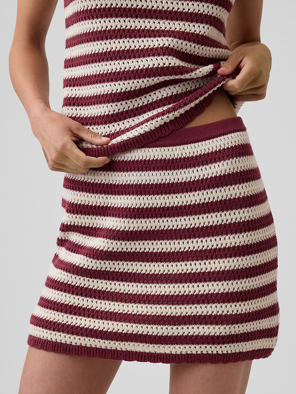 Pull-On Crochet Sweater Mini Skirt