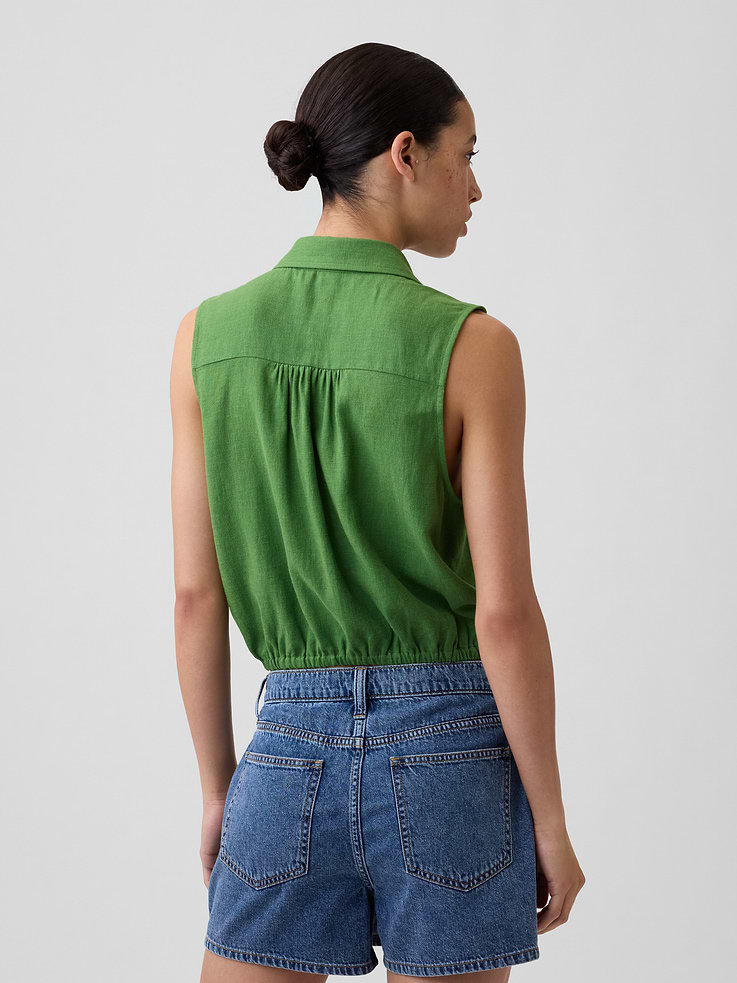 Image number 2 showing, Relaxed Sleeveless Tie-Front Shirt