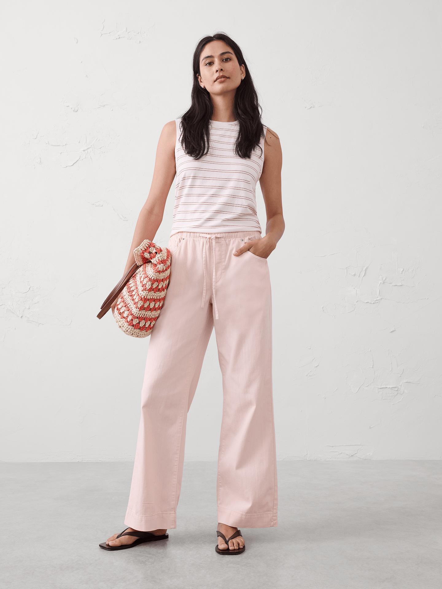 Image number 1 showing, Wide-Leg Mid-Rise Summerweight Pull-On Jean