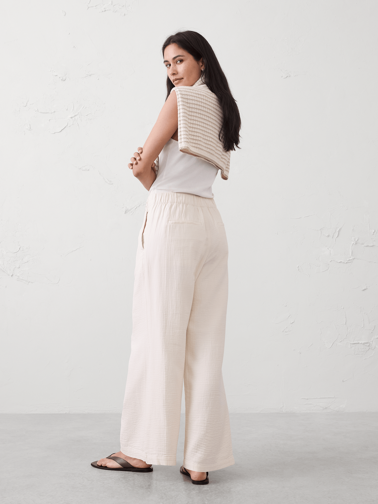 Image number 2 showing, Anyday Wide-Leg High-Rise Gauze Pleated Trouser
