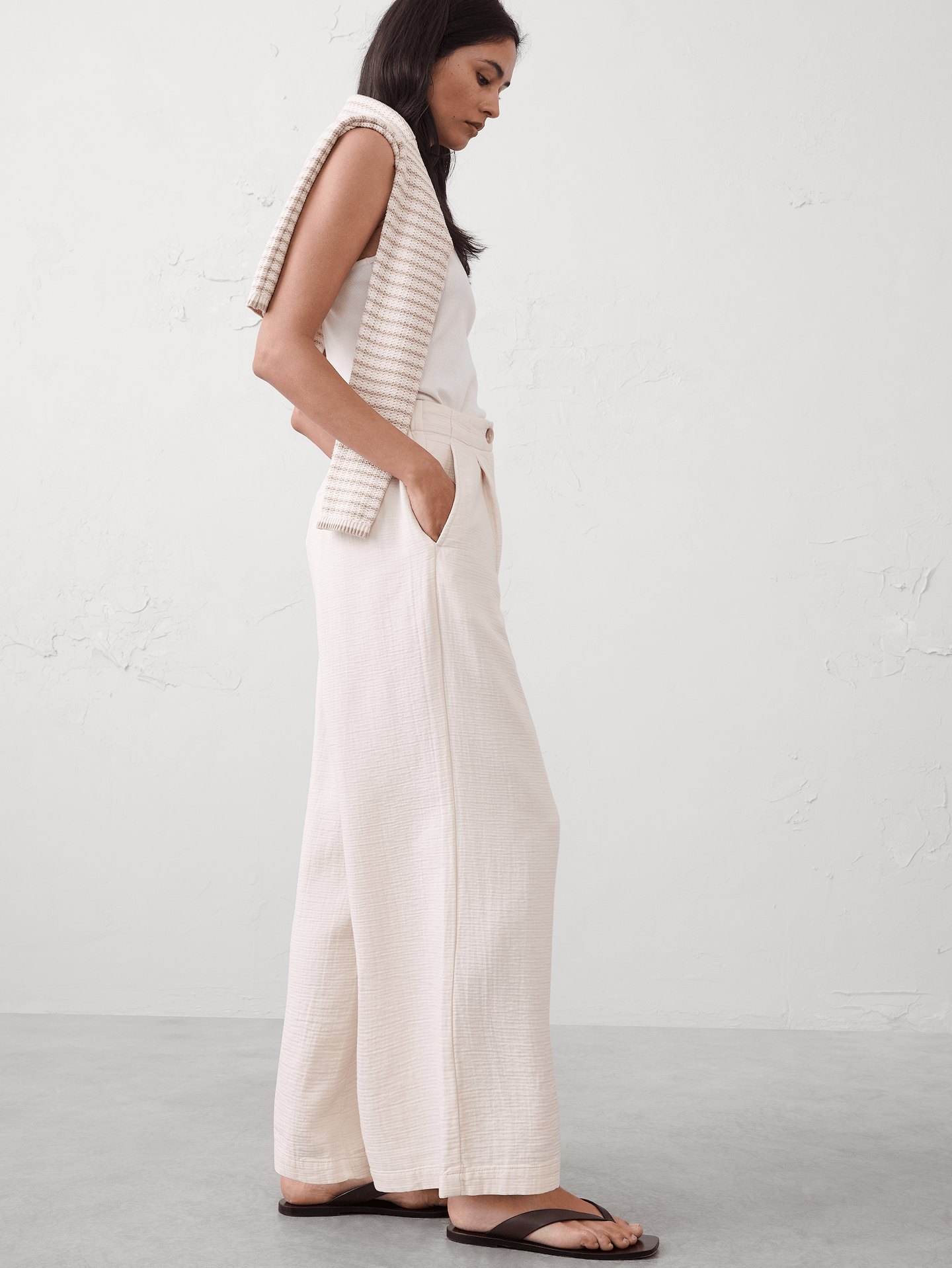 Image number 3 showing, Anyday Wide-Leg High-Rise Gauze Pleated Trouser