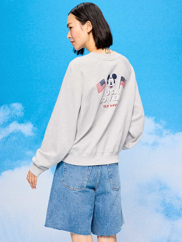 Old Navy x Disney Mickey Mouse Oversized Graphic Raglan Sweatshirt for Women