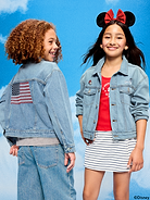 Image number 1 showing, Old Navy x Disney Mickey Mouse Gender-Neutral Denim Trucker Jacket for Kids