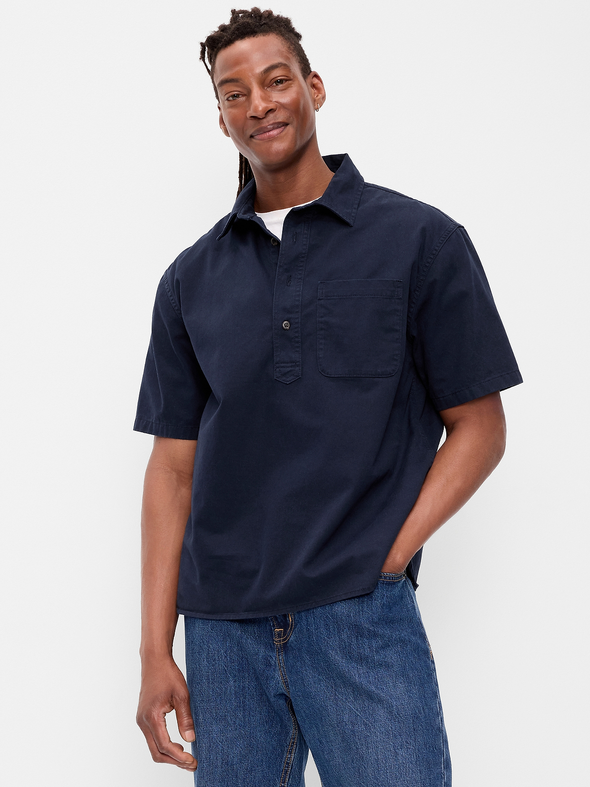 トップス MARKAWARE New Comfort Fit Shirt Navy 2 Loose Popover Work Shirt | Old Navy