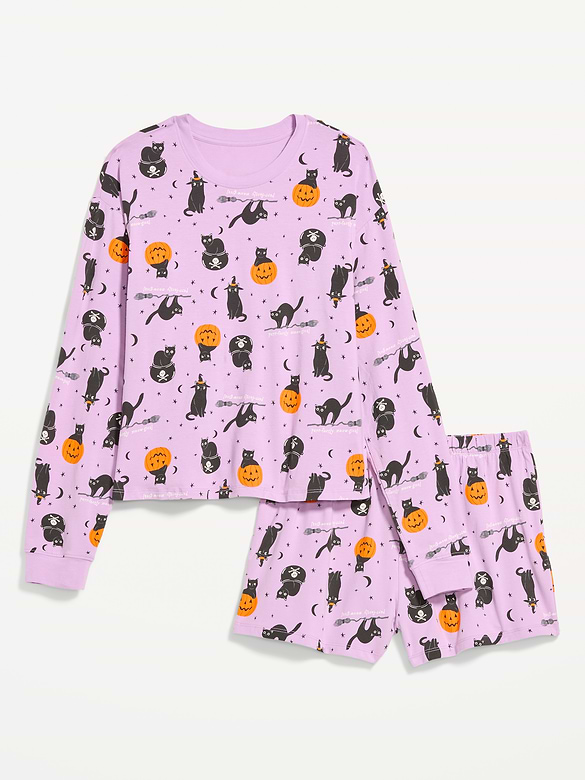 Halloween Pajama T-Shirt and Shorts Set for Women