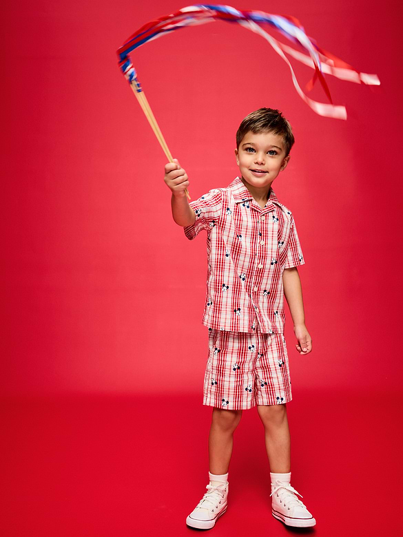 Old Navy x Disney Mickey Mouse Short-Sleeve Plaid Shirt and Shorts Set for Toddler Boys