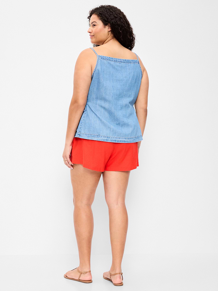 Image number 8 showing, High-Waisted Linen-Blend Micro Shorts