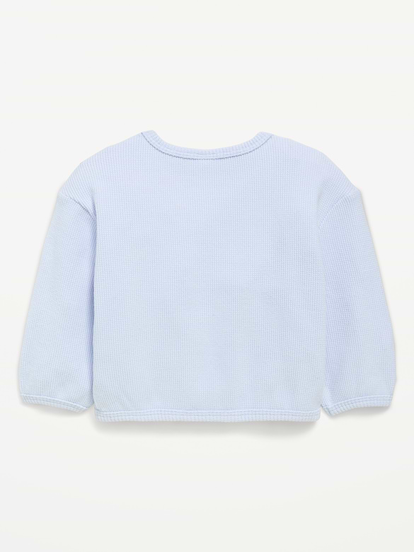 Long-Sleeve Waffle-Knit Pocket Sweatshirt for Baby