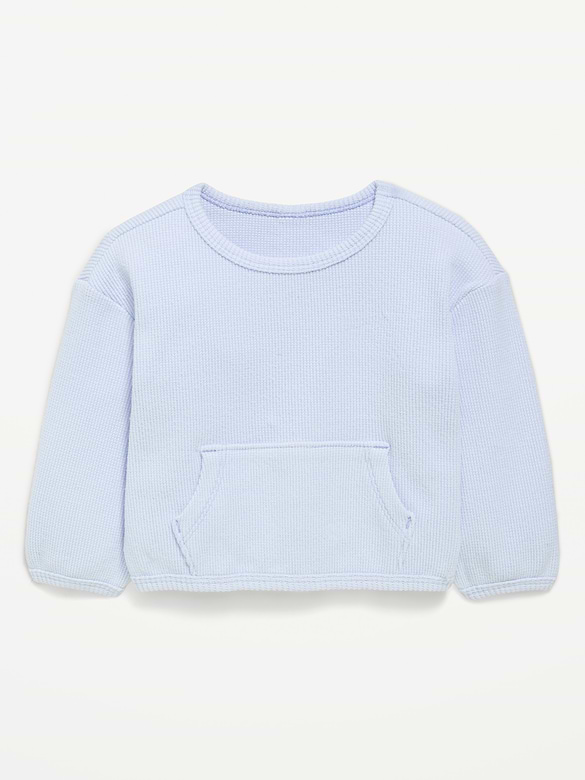 Long-Sleeve Waffle-Knit Pocket Sweatshirt for Baby
