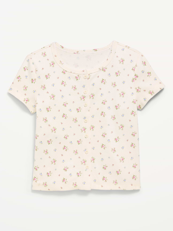 Image 1 of 2, crew neck, short sleeves, full length button front, Product #904527