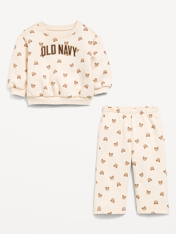 Printed Logo Graphic Sweatshirt and Sweatpants Set for Baby