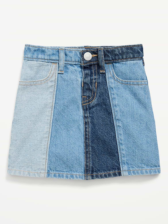 High-Waisted Pleated Jean Skirt for Toddler Girls