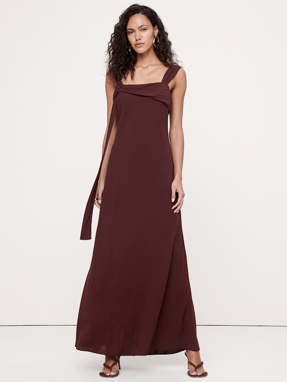 Drapey Georgette Bias-Cut Slip Dress