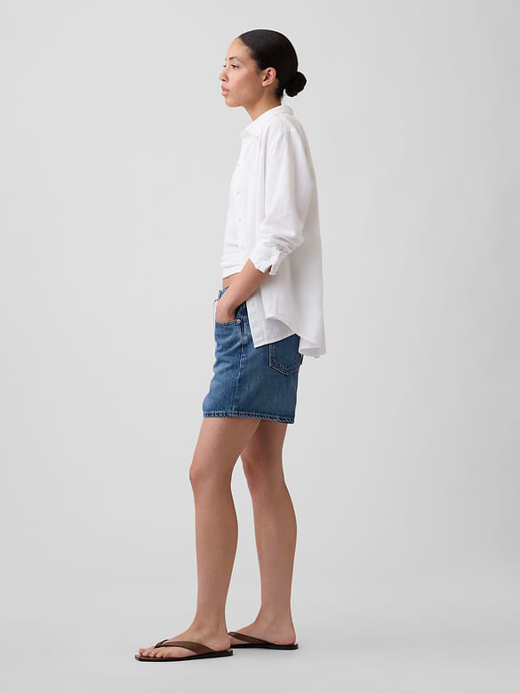 SuperSoft Drawstring Denim Midi Shorts