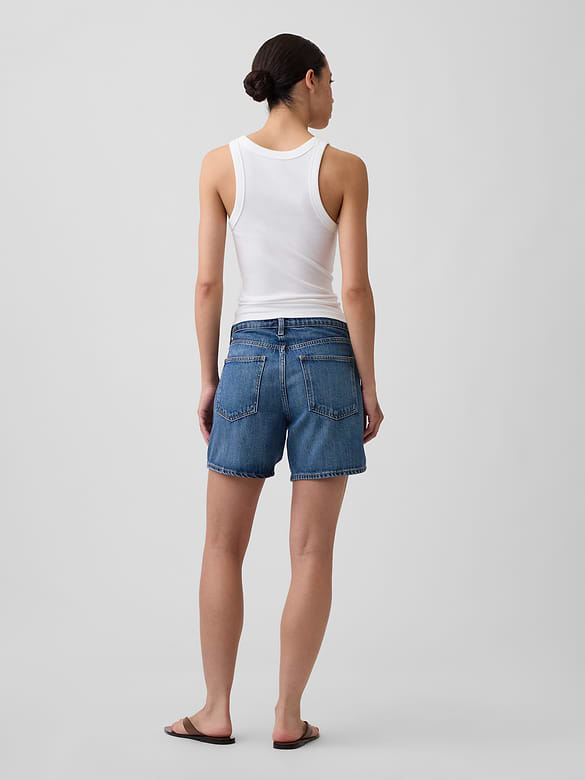SuperSoft Drawstring Denim Midi Shorts