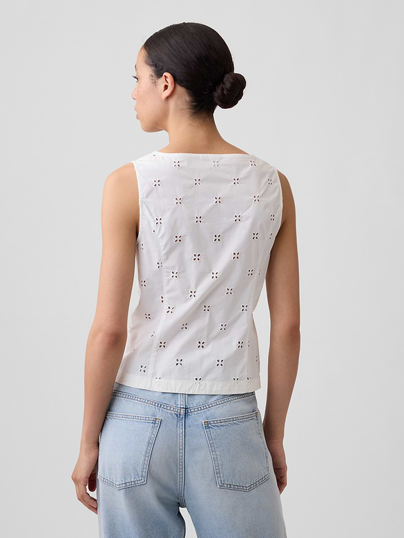 Boatneck Button-Up Top